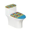 thumbnail image 1 of HELLHERO Christmas Block Puzzle Pattern Toilet Cover, Dust-Proof Non-Slip Polyester Toilet Seat Covers, 1 of 8