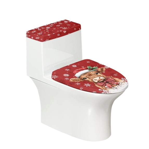 HELLHERO Christmas Calf Snowflake Lid Cover Set for Toilet & 2 Piece Bathroom Toilet Cover Set & Adjustable for Household