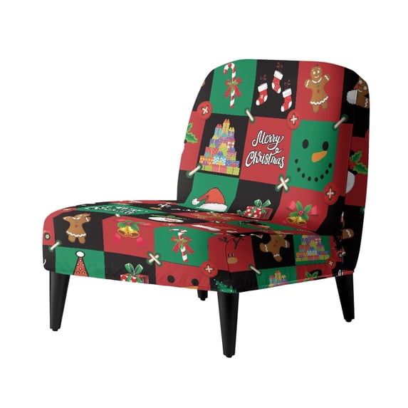 HELLHERO Christmas Decoration Theme Armless Accent Chair Protector, Stain Protection Dustproof Armless Chair Slipcover for Home Hotel