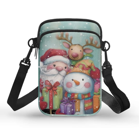HELLHERO Christmas Design Sling Bag Polyester Double-layer for Outdoor Travel Daily Use