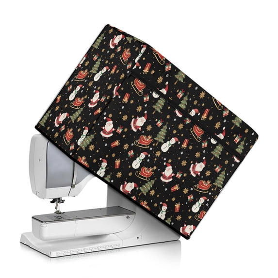 HELLHERO Christmas Dust Cover for Sewing Machine with Tote Handle Polyester 17.7x8.6x12.5 Inch Fits All Sewing Machines