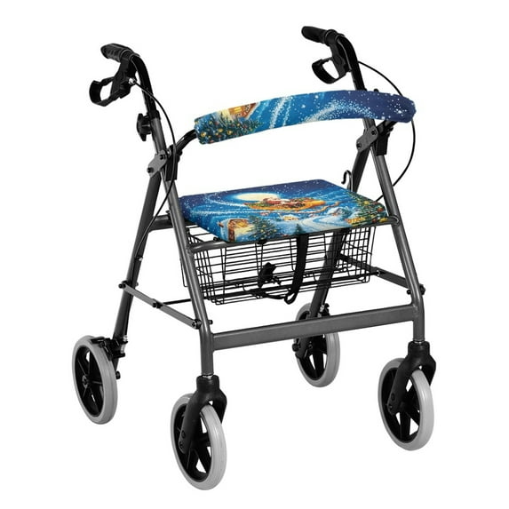 HELLHERO Christmas Fairy Tale Theme Rollator Walker Seat Covers and Back Rest Covers for Senior Breathable Soft Protection Covers