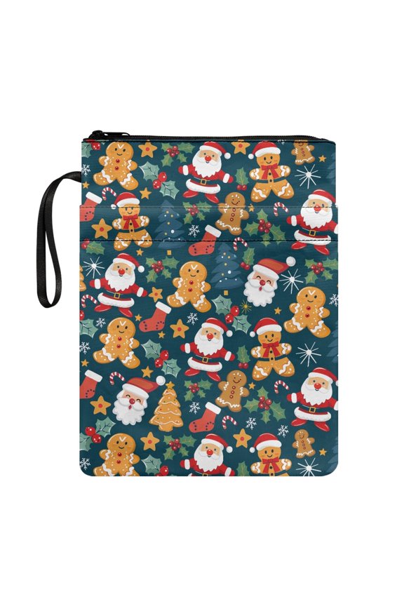 Christmas Gingerbread Book Organizer Bag with Lightweight Polyester Book Covers with Decorative Design for Notebook Book Storage Bag
