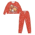 thumbnail image 1 of HELLHERO Christmas Pjs Women Pajama Set Capybara Snowflake Printed Sleepwear Soft Loungewear Comfy 2 Piece Pjs Set Crewneck Nightwear with Pockets, L, 1 of 5