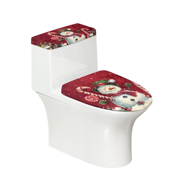 HELLHERO Christmas Polyester Fabric Toilet Seat Covers & Machine Washable Toilet Lid Seat Cover & Universal for Modern Bathrooms Stretch