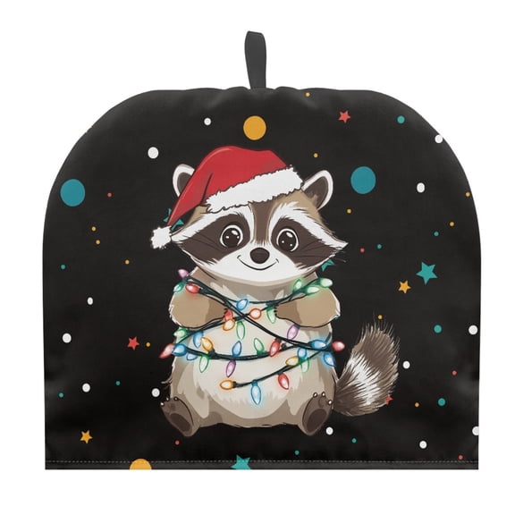 HELLHERO Christmas Raccoon Pattern Teapot Dust Cover Keep Warm Portable Keep Warm for Kitchen