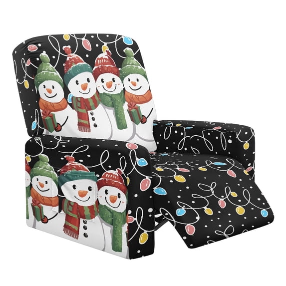 HELLHERO Christmas Recliner Chair Covers with Brushed Polyester Spandex, 4 Pack Anti Stain Slipcover for Living Room Home Kids and Pets