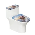 thumbnail image 1 of HELLHERO Christmas Reindeer and Santa Claus Keep Dust Stain Bathroom Seat Covers Universal Polyester, Adjustable, Stretch 17"x21", 1 of 5