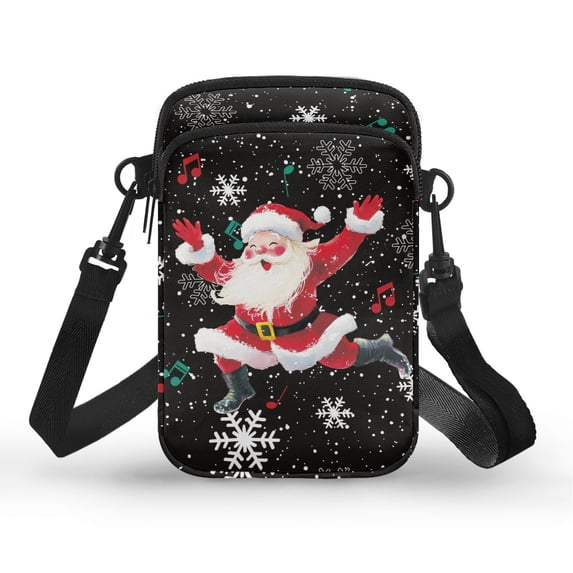 HELLHERO Christmas Santa Claus Musical Notes Underarm Shoulder Bag, 2 Layers, Travel, Outdoor and Daily Use Polyester 4.33x1.97x7.09 Christmas Santa Claus Musical Notes