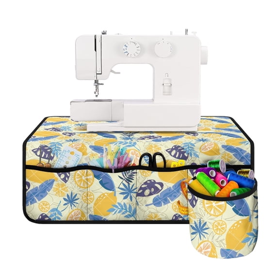HELLHERO Christmas Sewing Machine Mat Foldable Waterproof Scratch-proof Beautiful & Practical Fusion 25.2×24.4 Inch for Home Sewing Classes Lemon & Tropical Leaves Pattern