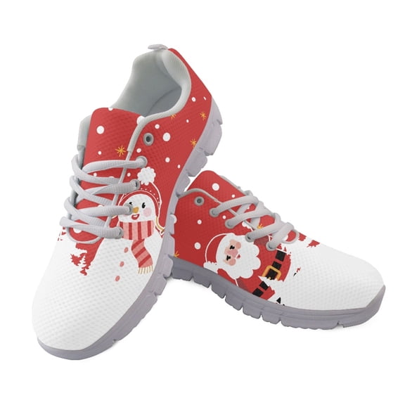HELLHERO Christmas Snowman Design Women Running Shoes, Lightweight Soft Travel Shoes for Training Work