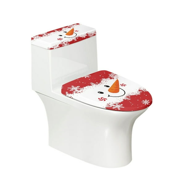HELLHERO Christmas Snowman Face Toilet Protector Cover Set of 2 Elastic Fabric Stretch Fit for Friends
