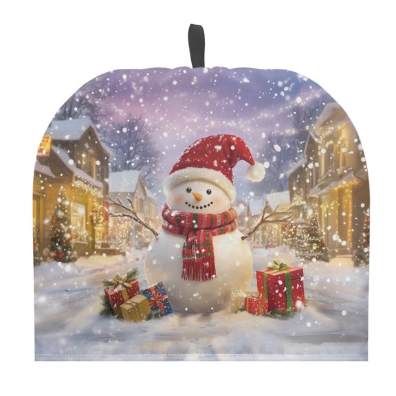 HELLHERO Christmas Snowman Gift Box 1Pcs Tea Cozies Covers Polyester Canvas Easy to Clean for Wife