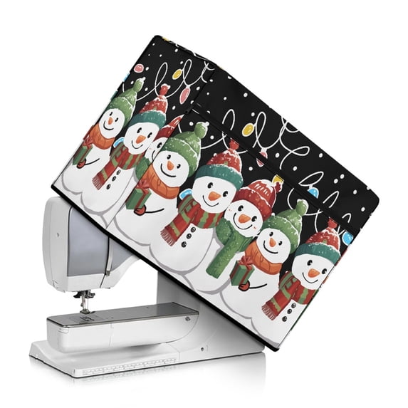 HELLHERO Christmas Snowmen Pattern Sewing Machine Cover Polyester Material Protective Cover with Zipper Pockets for Most Singer and Brother Sewing Machine