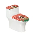 thumbnail image 1 of HELLHERO Christmas Toilet Seat Lid Cover Set of 2 Piece Set Christmas Puppy Poinsettia Universal Toilet Lid Cover and Toilet Tank Lid Cover Washable Bathroom Accessories, 1 of 5