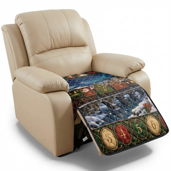 HELLHERO Christmas Train Print Quilted Recliner Chair Cover, Polyester Sofa Cushion Slipcover Easy Install Recliner Cushion Slipcover for Bedroom