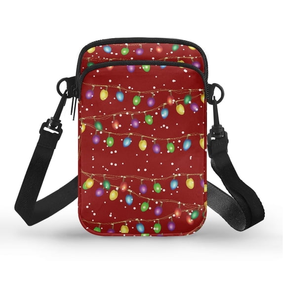 HELLHERO Christmas lights Polyester Crossbody Sling Bags with Zipper Travel 2 Zippers