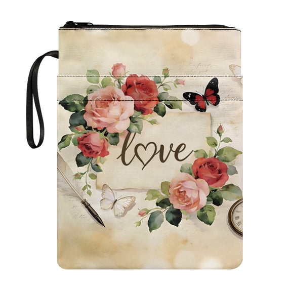 HELLHERO Classic Books Sleeve with Decorative Design Waterproof Polyester Fabric Protector Wrap Bag Lightweight for Mother Books, Magazines, and Stationery