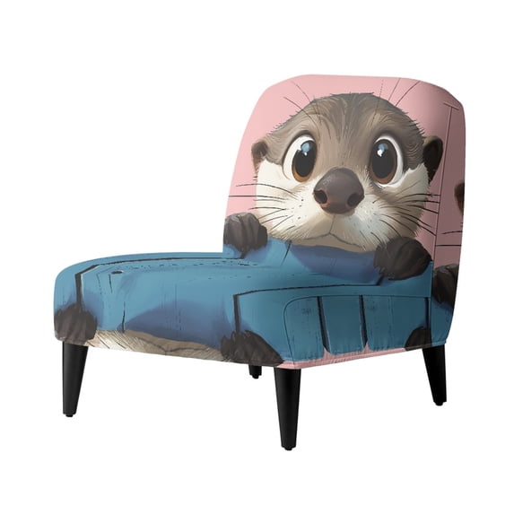 HELLHERO Classic Elastic Bottom Armless Accent Chair Protector for Armless Chair, Armless Accent Chair Soft Cover Otter