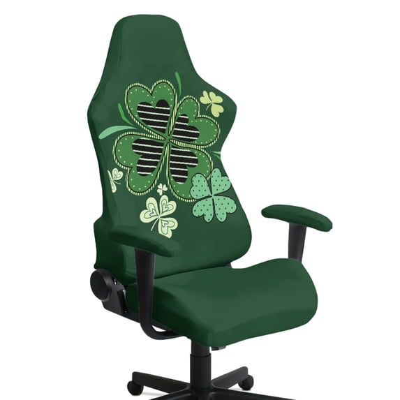 HELLHERO Clover Design Office Chair Cover with Armrest Cover for Apartments Living Room, Stretchable Breathable Spandex Gaming Chair Covers