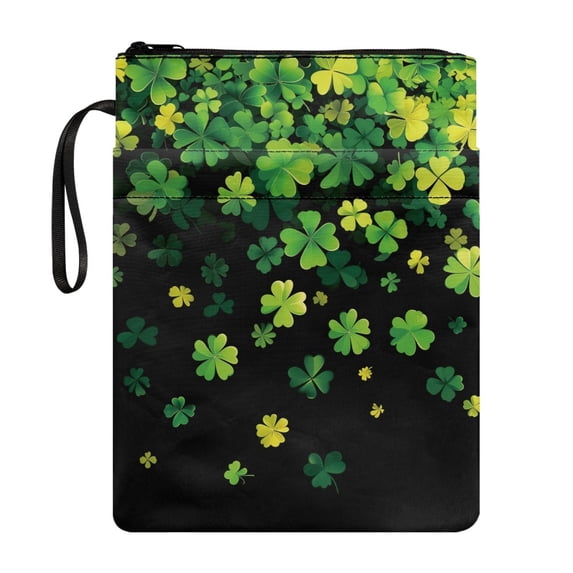 HELLHERO Clover Rainfall Book Cover Sleeve with Washable Polyester Fabric Book Cover with Pocket for Books, Magazines, and Stationery Reusable Handle