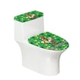 thumbnail image 1 of HELLHERO Clover and Rooster Pattern Adjustable Elastic Fabric Toilet Lid Covers, Easy to Install Reusable Toilet Lid Covers Set for Indoor Home, 1 of 8