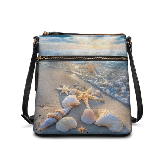 HELLHERO Coastal Seashells Adjustable Strap Handbag for Everyday Daily Storage, Spacious Waterproof Purse Fashion Purse Satchel