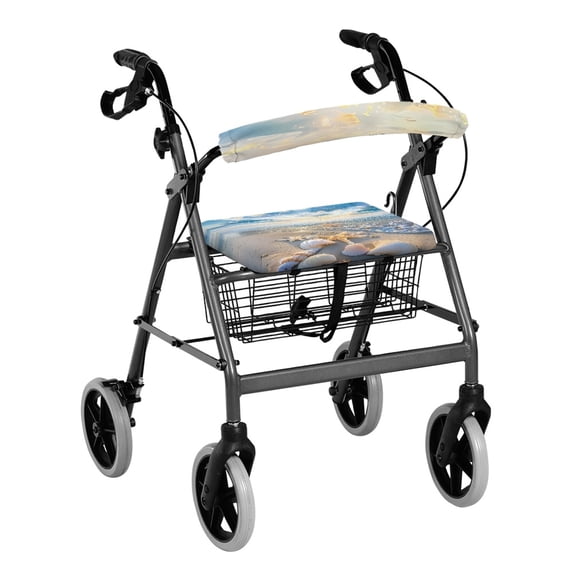 HELLHERO Coastal Seashells Rollator Walker Seat Back Covers for Senior Seat & Back Covers Easy to Install Fits Rollators for Unisex