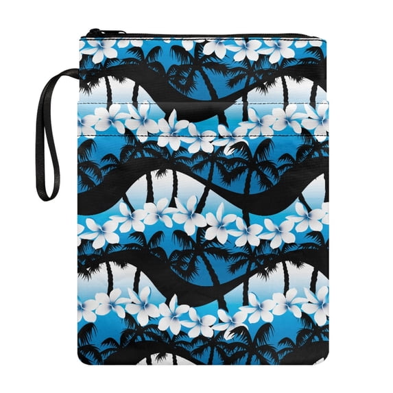 HELLHERO Coconut Tree Floral Design 1 pc Zipper Bag with Handle Church Bible Bag Book Carrying Case with Zipper for Librarian Book Organzier Holder