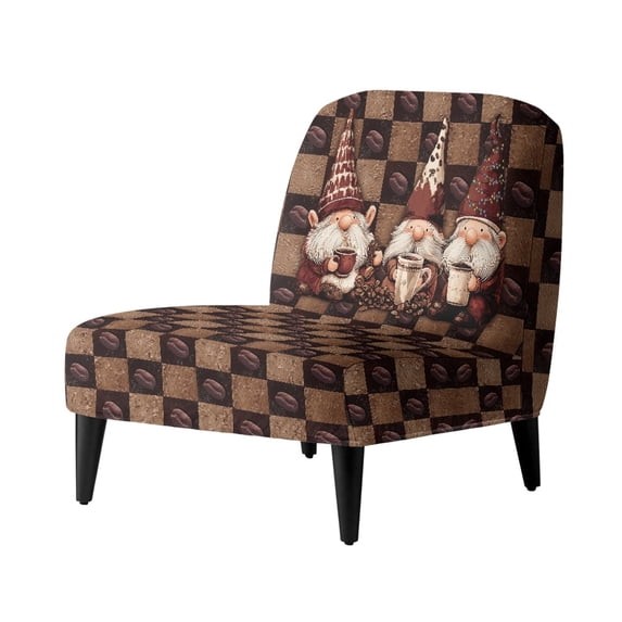 HELLHERO Coffee Bean Pattern Elastic Bottom Breathable Armless Accent Chair Protector Stain Protection Slipper Chair Soft Cover for Armless Chair