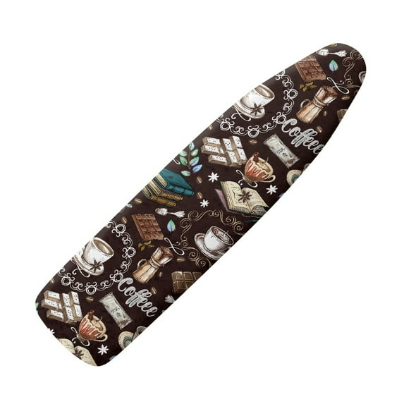HELLHERO Coffee Easy Installation 15x54 Ironing Board Cover, Minimalist Style Elastic Edge for Smooth Iron, Ironing Board Cover with Standard Size
