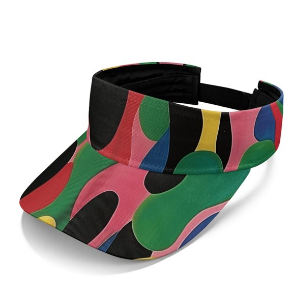 HELLHERO Colorful Abstract Shapes Sun Visor Hat, Adjustable Open Top Visors Polyester Fabric Breathable Comfortable Sports Visor Hat for Fishing