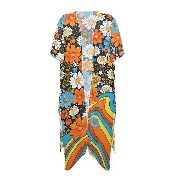 HELLHERO Colorful Bikini Coverups Breathable Polyester Casual Bathing Suit Cover Up
