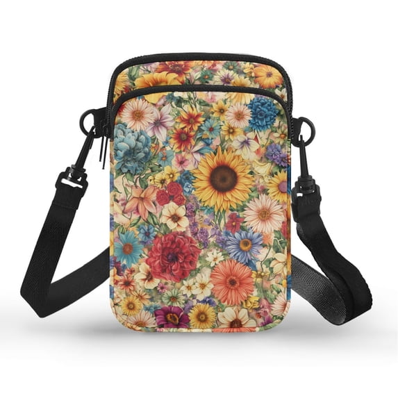 HELLHERO Colorful Bouquet with Shoulder Strap Crossbody Small Crossbody Bags Adjustable Strap for Outdoor Holiday Travel