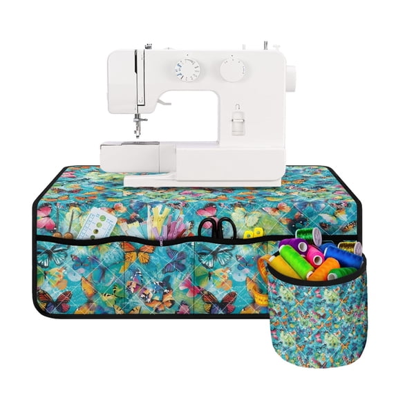 HELLHERO Colorful Butterfly Cover Sewing Machine Mat Removable Storage Bag to Keep Tidy Non Slip for Wife Mom, Christmas