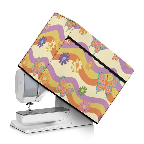 HELLHERO Colorful Butterfly Pattern Design Sewing Machine Dust Cover Washable Fabric Protective Cover with Handle