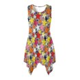 thumbnail image 1 of HELLHERO Colorful Graffiti Star Pattern Summer Sleeveless Dress, Round Neck Sleeveless Sundress Pleated Side Pockets Asymmetric Hem Midi Dress for Party Vacation, 1 of 8