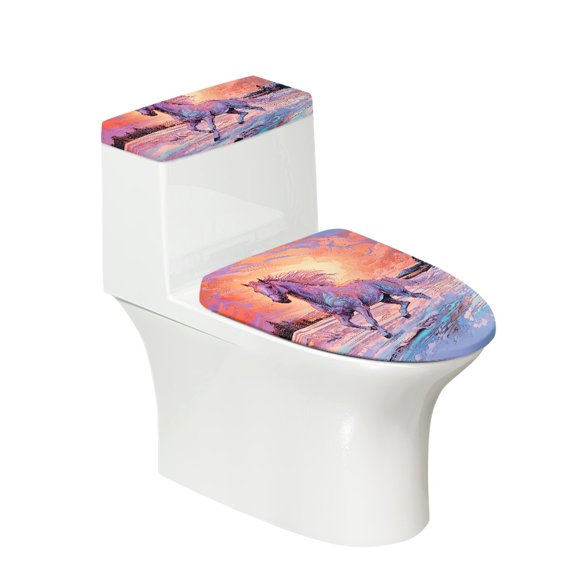 HELLHERO Colorful Horse Stylish Gifts Toilet Protector Cover Adjustable Fits All Toilet Shapes for Hotel