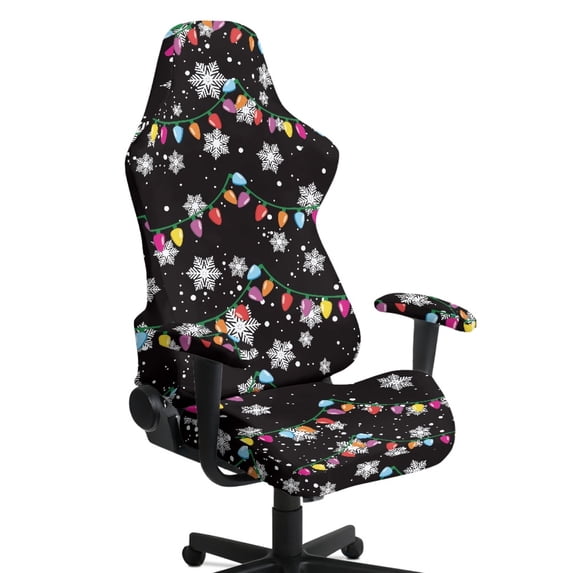 HELLHERO Colorful Lights Gaming Chair Cover with Armrest Covers, 4 Piece Elastic Easy to Install Computer Chair Slipcover with Armchair Cover for Office Home