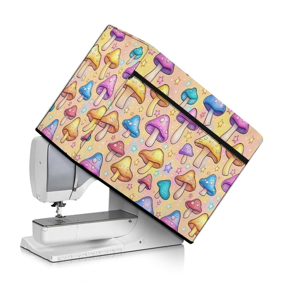 HELLHERO Colorful Mushroom Stars Sewing Machine Protector Cover Polyester Material Durable Fits Most Sewing Machines