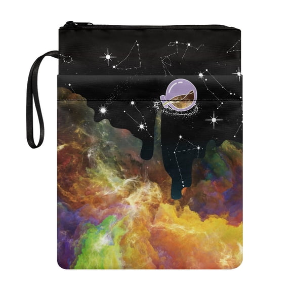HELLHERO Colorful Nebula Pattern Design 1pcs Books Sleeve with Pocket Polyester Church Bag for Prayer Classmate 11.42 x 8.66 Inch