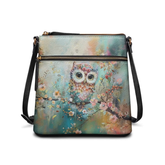 HELLHERO Colorful Owl Floral Pattern Single Shoulder Bag Crossbody Purse, Fashion Durable Crossbody Bag Lightweight for Daily Storage Everyday