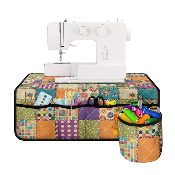 HELLHERO Colorful Quilt Design Sewing Machine Pad Storage Bag Foldable to Keep Sewing Accessories for Woman Gifts Travelling