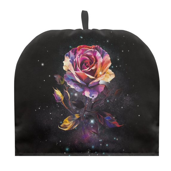 HELLHERO Colorful Rose Coffee Pot Warmer Cover Protector Durable Not Easily Deformed Polyester Canvas for Kitchen