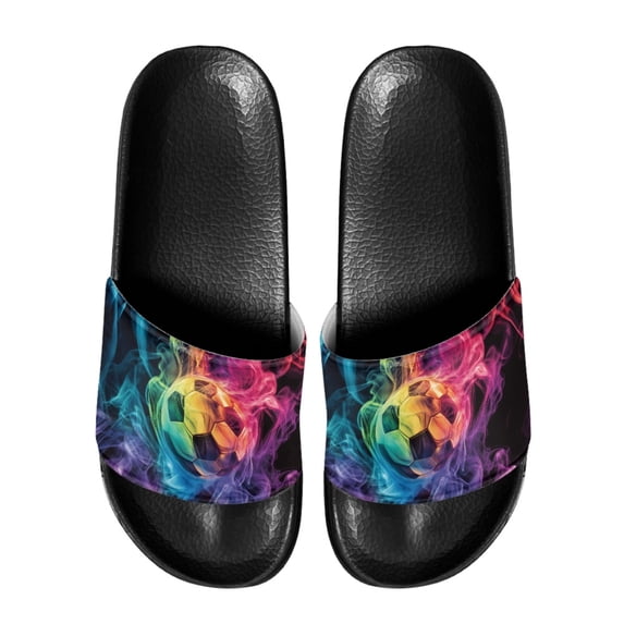 HELLHERO Colorful Soccer Shower Shoes, Non-Slip Casual Shower Slides for House with Waterproof Soft