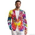 thumbnail image 1 of HELLHERO Colorful Tie Dye Patterns Classic Fit Suit Jacket, Slim Fit Polyester Men's Sport Coat for Casual Summer, 1 of 8