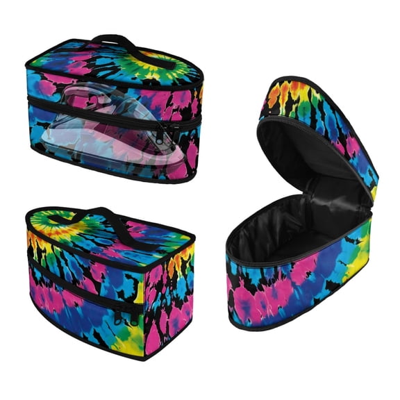 HELLHERO Colorful Tie-Dye Style Patterns Portable Iron Storage Case 11.8x6.69x5.5 In Dustproof for Handheld Steams Iron(Bag Only)