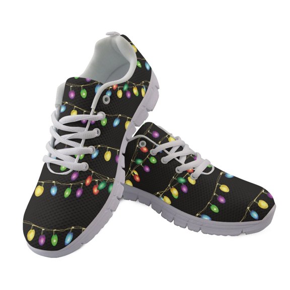 HELLHERO Coloured Lights Soft Running Sneakers for Women, Lace Up Mesh Running Shoes for Office Travel