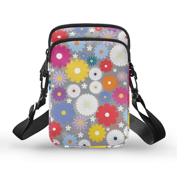 HELLHERO Colourful Daisies with Zipper Closed Small Crossbody Purse, Trendy Polyester for Outdoor Holiday Travel