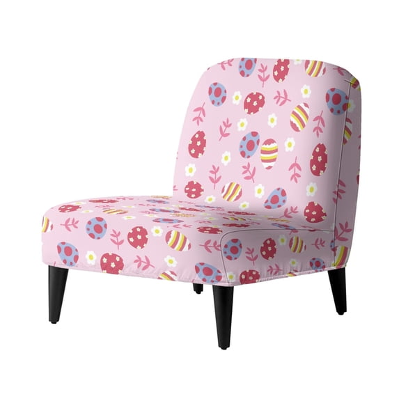 HELLHERO Comfortable Elastic Bottom Armless Accent Chair Washable Cover for Armless Chair, Armless Accent Chair Protector Easter Egg Daisy Pattern